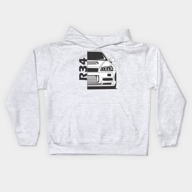 Nissan R34 Kids Hoodie by Aestcoart